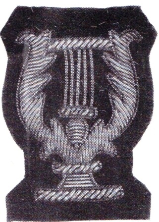The above Musical Lyre comprises part of the Bandsmen's ceremonial uniform since 1868. It is still worn today on the sleeve.